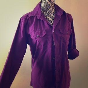 Purple shirt, casual business. Men’s sm/ women med